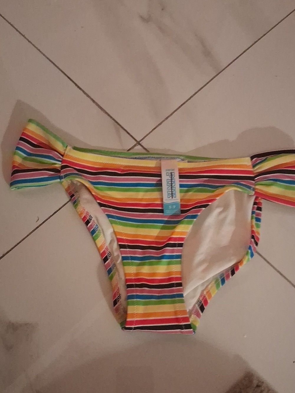 PINK Victoria's Secret Rainbow Stripe Tie-Side Bikini Bottoms - Multicolor